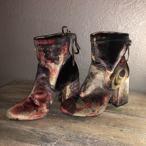 floral velvet boots